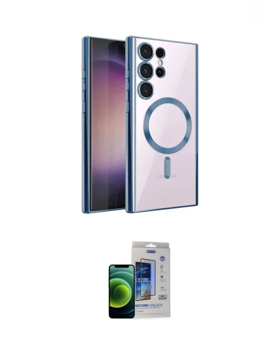 ieg™ Galaxy S23 Ultra Kılıf Nova Işık Özel Seri - Siyah Durable Full Glue Curved Cam