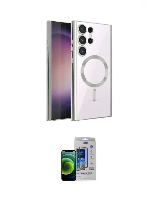 ieg™ Galaxy S23 Ultra Kılıf Nova Işık Özel Seri - Siyah Durable Full Glue Curved Cam