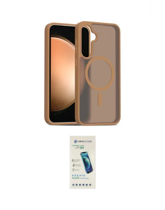 ieg™ Galaxy S24 FE Kılıf Siluet Minimal Prime - Şeffaf Pasifik Cam Ekran Koruyucu