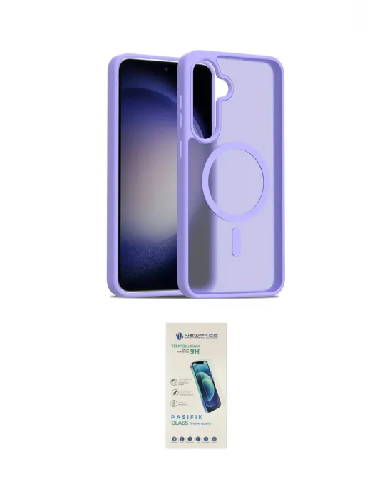 ieg™ Galaxy S24 FE Kılıf Siluet Minimal Prime - Şeffaf Pasifik Cam Ekran Koruyucu