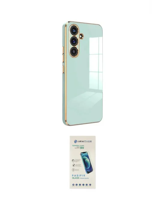 ieg™ Galaxy S24 FE Kılıf Yankı Serisi - Şeffaf Pasifik Cam Ekran Koruyucu
