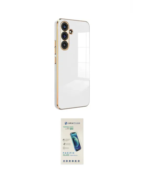 ieg™ Galaxy S24 FE Kılıf Yankı Serisi - Şeffaf Pasifik Cam Ekran Koruyucu