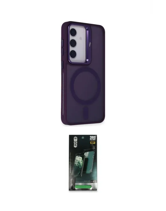 ieg™ Galaxy S24 Kılıf Akış Form - Siyah 360 Mat Full Body Arka Koruyucu