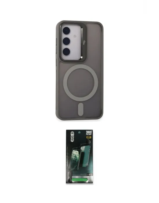 ieg™ Galaxy S24 Kılıf Akış Form - Siyah 360 Mat Full Body Arka Koruyucu