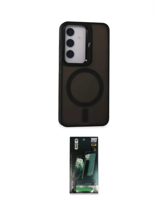ieg™ Galaxy S24 Kılıf Akış Form - Siyah 360 Mat Full Body Arka Koruyucu