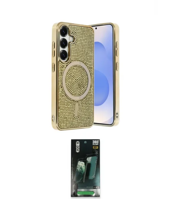 ieg™ Galaxy S24 Kılıf Eksen Çizgi - Siyah 360 Mat Full Body Arka Koruyucu