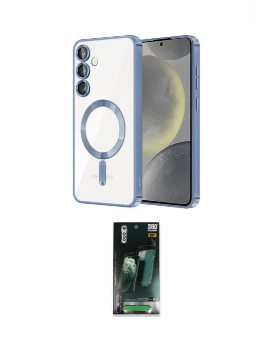 ieg™ Galaxy S24 Plus Kılıf Nova Işık Özel Seri - Şeffaf 360 Full Body Arka Koruyucu