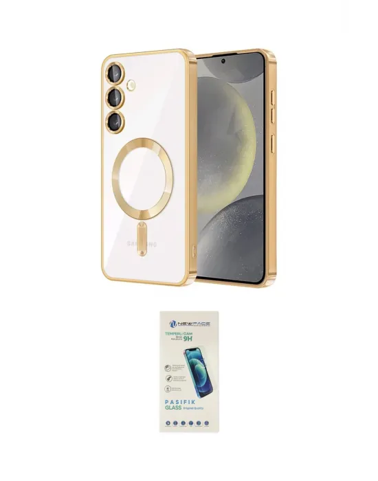 ieg™ Galaxy S24 Plus Kılıf Nova Işık Özel Seri - Şeffaf Pasifik Cam Ekran Koruyucu