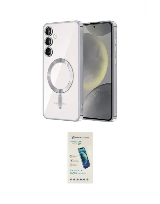 ieg™ Galaxy S24 Plus Kılıf Nova Işık Özel Seri - Şeffaf Pasifik Cam Ekran Koruyucu