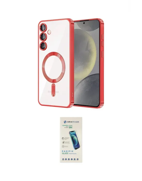 ieg™ Galaxy S24 Plus Kılıf Nova Işık Özel Seri - Şeffaf Pasifik Cam Ekran Koruyucu