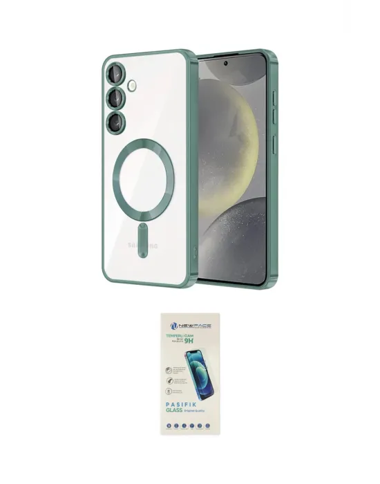 ieg™ Galaxy S24 Plus Kılıf Nova Işık Özel Seri - Şeffaf Pasifik Cam Ekran Koruyucu