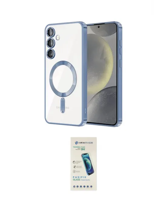 ieg™ Galaxy S24 Plus Kılıf Nova Işık Özel Seri - Şeffaf Pasifik Cam Ekran Koruyucu