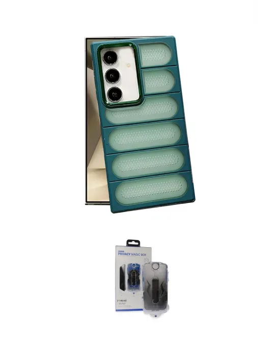 ieg™ Galaxy S24 Plus Kılıf Yadigar Doku Özel Seri - Siyah Vanessa Magic Hayalet Cam