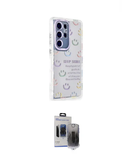 ieg™ Galaxy S24 Ultra Kılıf Ahenk Modern Serisi - Siyah Vanessa Magic Hayalet Cam