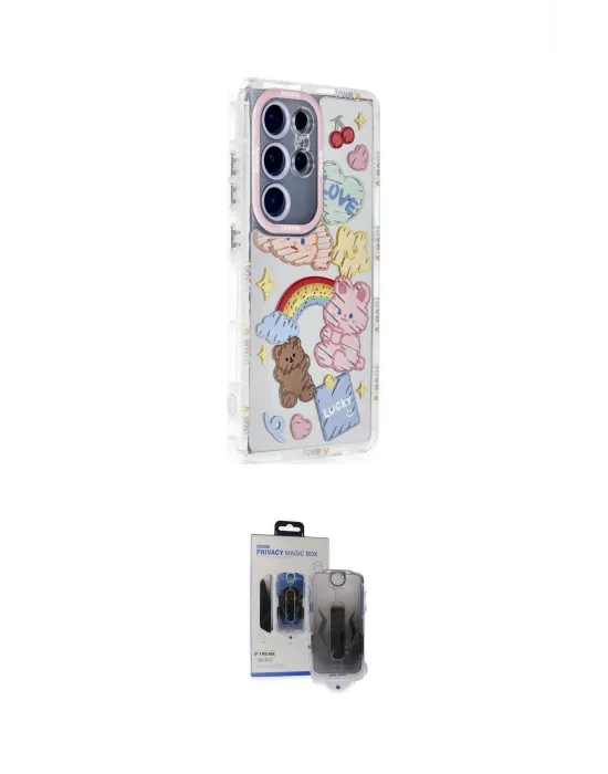 ieg™ Galaxy S24 Ultra Kılıf Ahenk Modern Serisi - Siyah Vanessa Magic Hayalet Cam