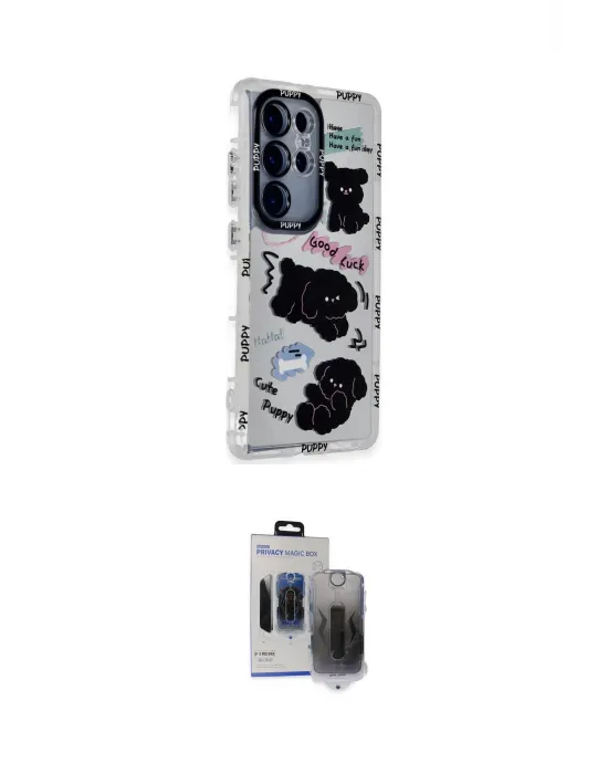 ieg™ Galaxy S24 Ultra Kılıf Ahenk Modern Serisi - Siyah Vanessa Magic Hayalet Cam