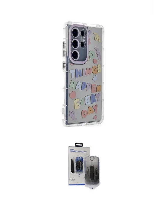 ieg™ Galaxy S24 Ultra Kılıf Ahenk Modern Serisi - Siyah Vanessa Magic Hayalet Cam