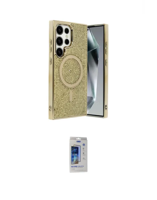 ieg™ Galaxy S24 Ultra Kılıf Eksen Çizgi - Siyah Durable Full Glue Curved Cam