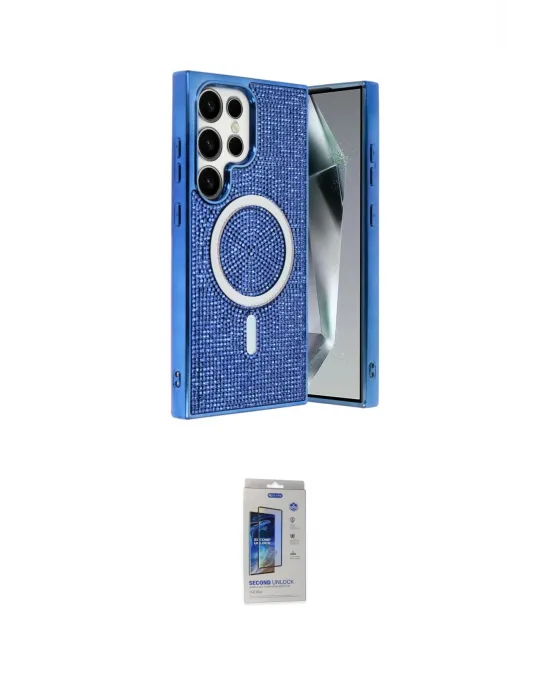 ieg™ Galaxy S24 Ultra Kılıf Eksen Çizgi - Siyah Durable Full Glue Curved Cam