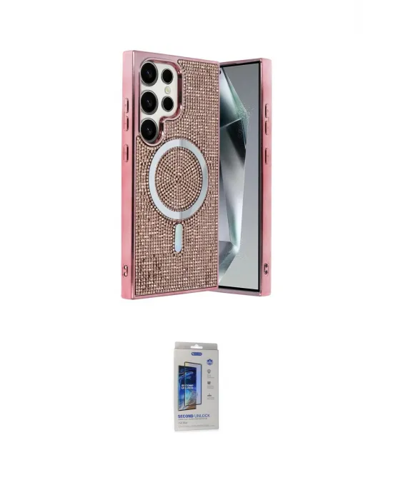 ieg™ Galaxy S24 Ultra Kılıf Eksen Çizgi - Siyah Durable Full Glue Curved Cam