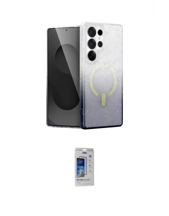 ieg™ Galaxy S24 Ultra Kılıf Eksen Minimal Özel Seri - Siyah Durable Full Glue Curved Cam