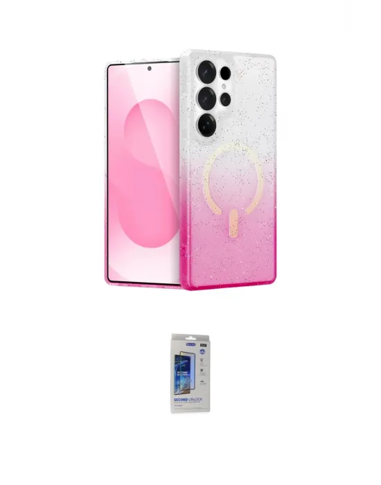 ieg™ Galaxy S24 Ultra Kılıf Eksen Minimal Özel Seri - Siyah Durable Full Glue Curved Hayalet Cam