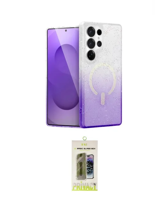 ieg™ Galaxy S24 Ultra Kılıf Eksen Minimal Özel Seri - Siyah Joko Magic 5D Hayalet Cam