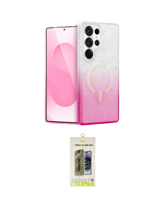ieg™ Galaxy S24 Ultra Kılıf Eksen Minimal Özel Seri - Siyah Joko Magic 5D Hayalet Cam