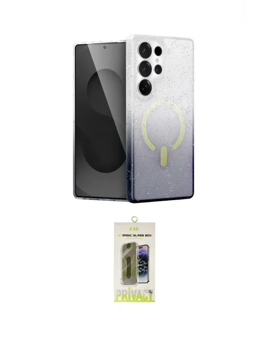 ieg™ Galaxy S24 Ultra Kılıf Eksen Minimal Özel Seri - Siyah Joko Magic 5D Hayalet Cam