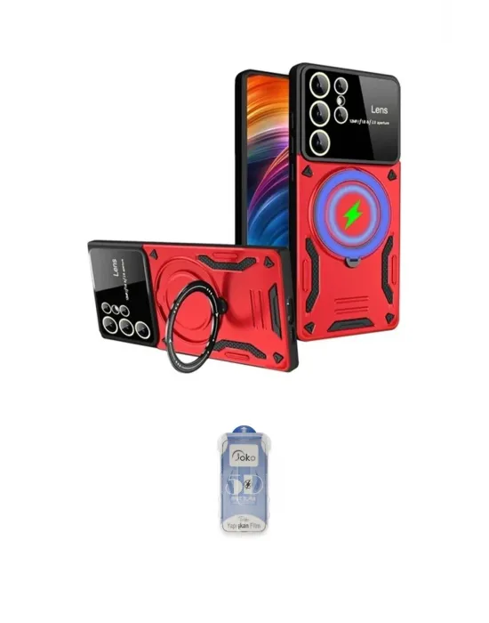 ieg™ Galaxy S24 Ultra Kılıf Kıvılcım Modern Serisi - Siyah Joko Magic 5D Cam