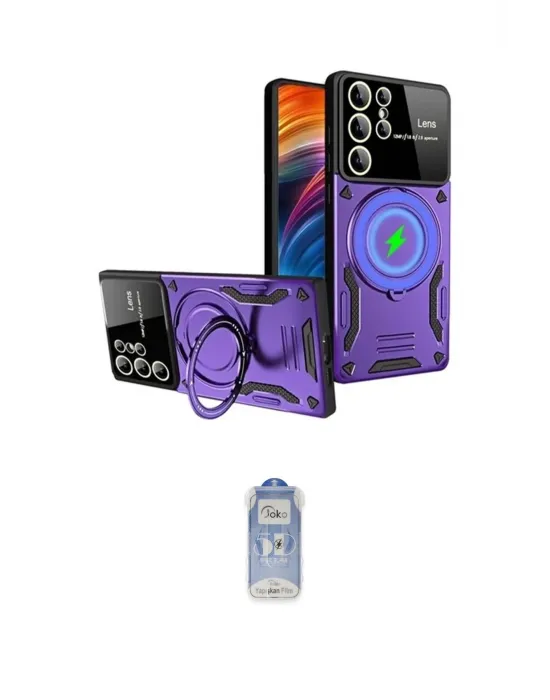 ieg™ Galaxy S24 Ultra Kılıf Kıvılcım Modern Serisi - Siyah Joko Magic 5D Cam