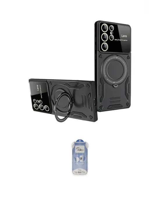 ieg™ Galaxy S24 Ultra Kılıf Kıvılcım Modern Serisi - Siyah Joko Magic 5D Cam