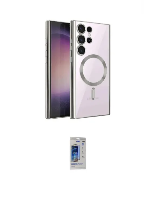 ieg™ Galaxy S24 Ultra Kılıf Nova Işık Özel Seri - Siyah Durable Full Glue Curved Hayalet Cam