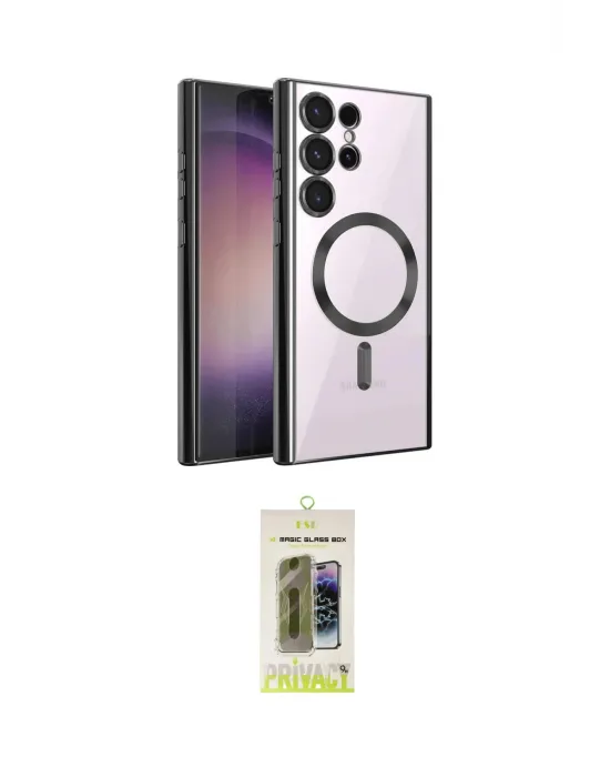 ieg™ Galaxy S24 Ultra Kılıf Nova Işık Özel Seri - Siyah Joko Magic 5D Hayalet Cam