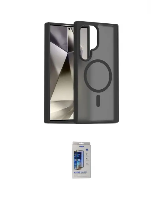 ieg™ Galaxy S24 Ultra Kılıf Siluet Minimal Prime - Siyah Durable Full Glue Curved Cam