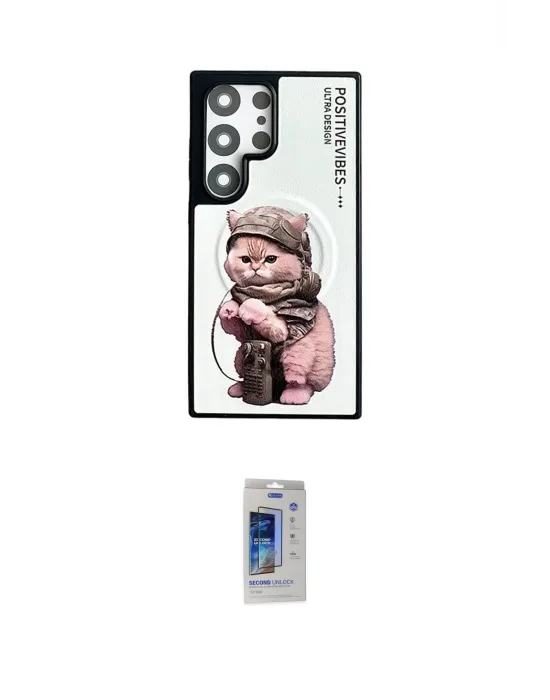 ieg™ Galaxy S24 Ultra Kılıf Siluet Modern Özel Seri - Siyah Durable Full Glue Curved Cam
