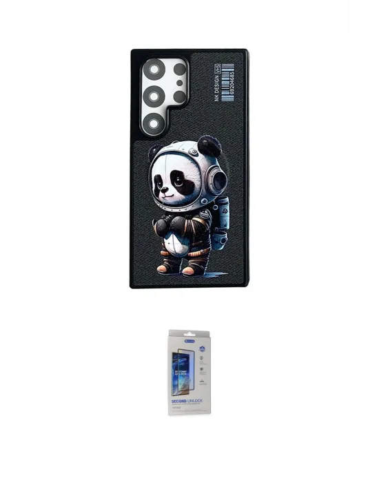 ieg™ Galaxy S24 Ultra Kılıf Siluet Modern Özel Seri - Siyah Durable Full Glue Curved Cam