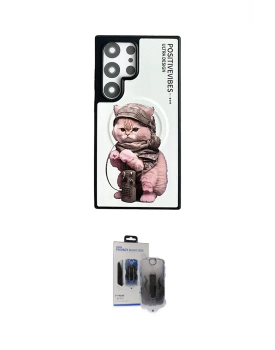 ieg™ Galaxy S24 Ultra Kılıf Siluet Modern Özel Seri - Siyah Vanessa Magic Hayalet Cam