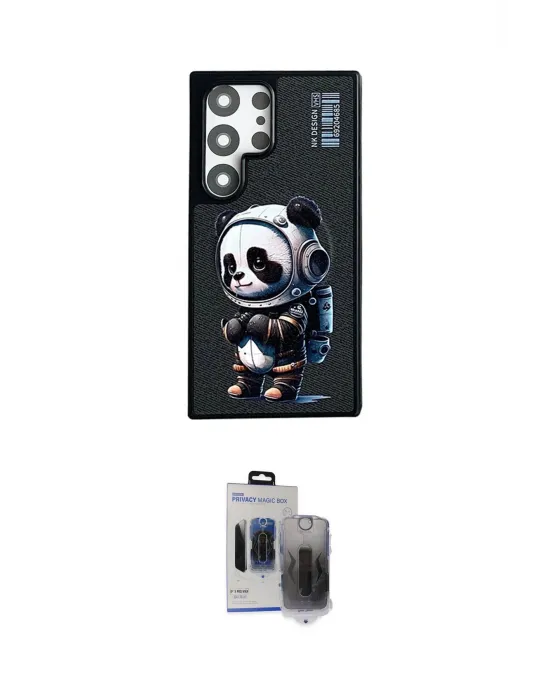 ieg™ Galaxy S24 Ultra Kılıf Siluet Modern Özel Seri - Siyah Vanessa Magic Hayalet Cam