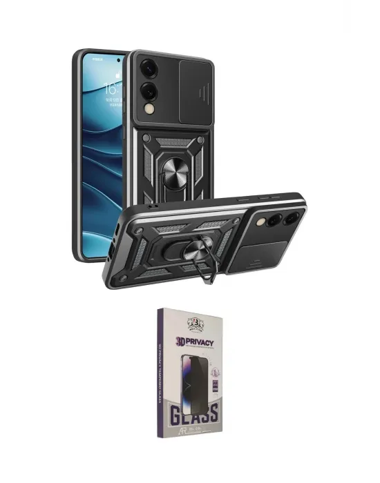ieg™ Galaxy S25 Edge Kılıf Ahenk Klasik - Siyah Bilvis Hayalet Cam Ekran Koruyucu