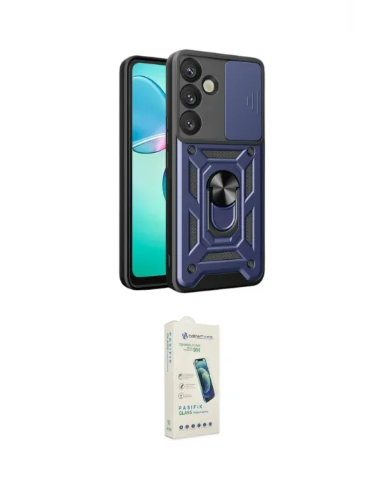 ieg™ Galaxy S25 FE Kılıf Ahenk Klasik - Şeffaf Pasifik Cam Ekran Koruyucu