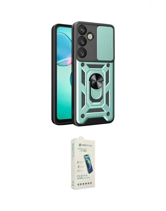 ieg™ Galaxy S25 FE Kılıf Ahenk Klasik - Şeffaf Pasifik Cam Ekran Koruyucu