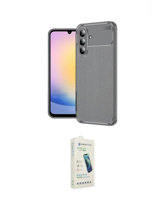 ieg™ Galaxy S25 FE Kılıf Eksen Form Prime - Şeffaf Pasifik Cam Ekran Koruyucu