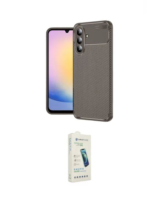 ieg™ Galaxy S25 FE Kılıf Eksen Form Prime - Şeffaf Pasifik Cam Ekran Koruyucu