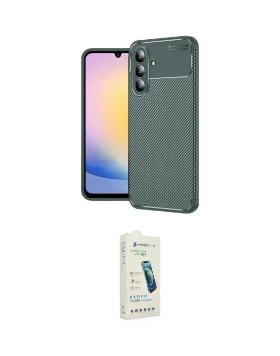 ieg™ Galaxy S25 FE Kılıf Eksen Form Prime - Şeffaf Pasifik Cam Ekran Koruyucu