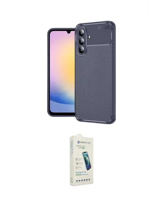 ieg™ Galaxy S25 FE Kılıf Eksen Form Prime - Şeffaf Pasifik Cam Ekran Koruyucu