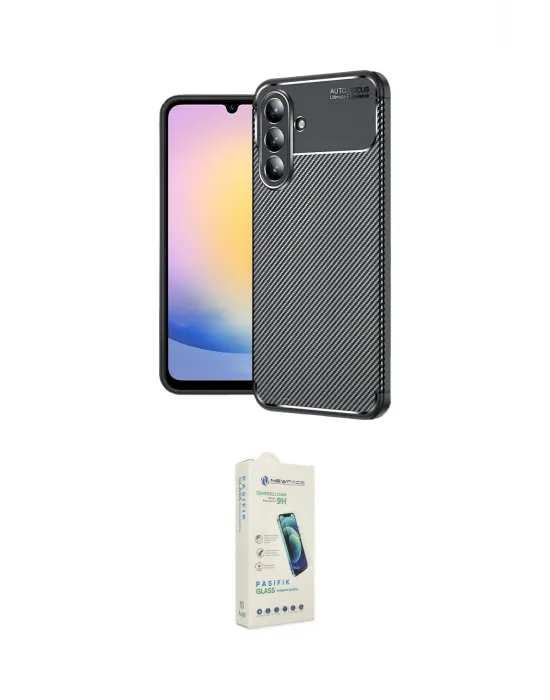 ieg™ Galaxy S25 FE Kılıf Eksen Form Prime - Şeffaf Pasifik Cam Ekran Koruyucu