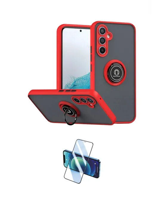 ieg™ Galaxy S25 FE Kılıf Yörünge Çizgi - Siyah 3D Antistatik Cam Ekran Koruyucu