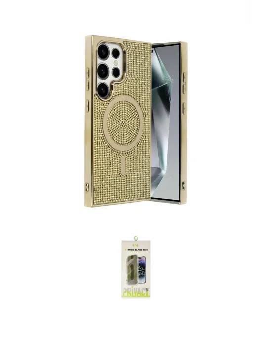 ieg™ Galaxy S25 Ultra Kılıf Eksen Çizgi - Siyah Joko Magic 5D Hayalet Cam