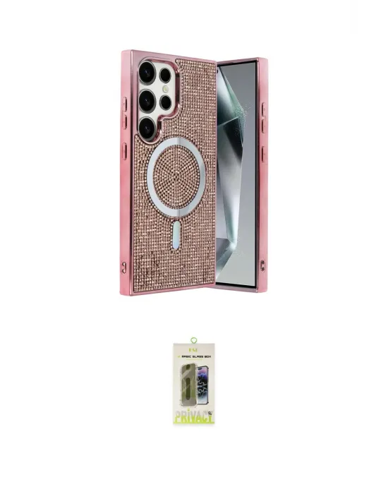 ieg™ Galaxy S25 Ultra Kılıf Eksen Çizgi - Siyah Joko Magic 5D Hayalet Cam